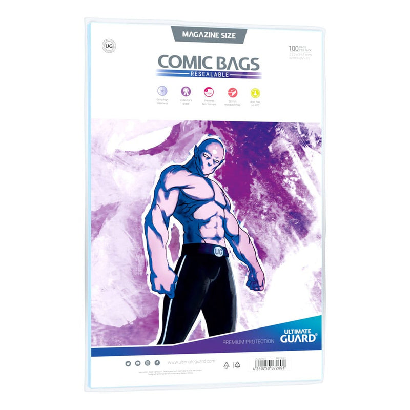 Ultimate Guard Comic Bags Resealable Magazine Size 100 Pack