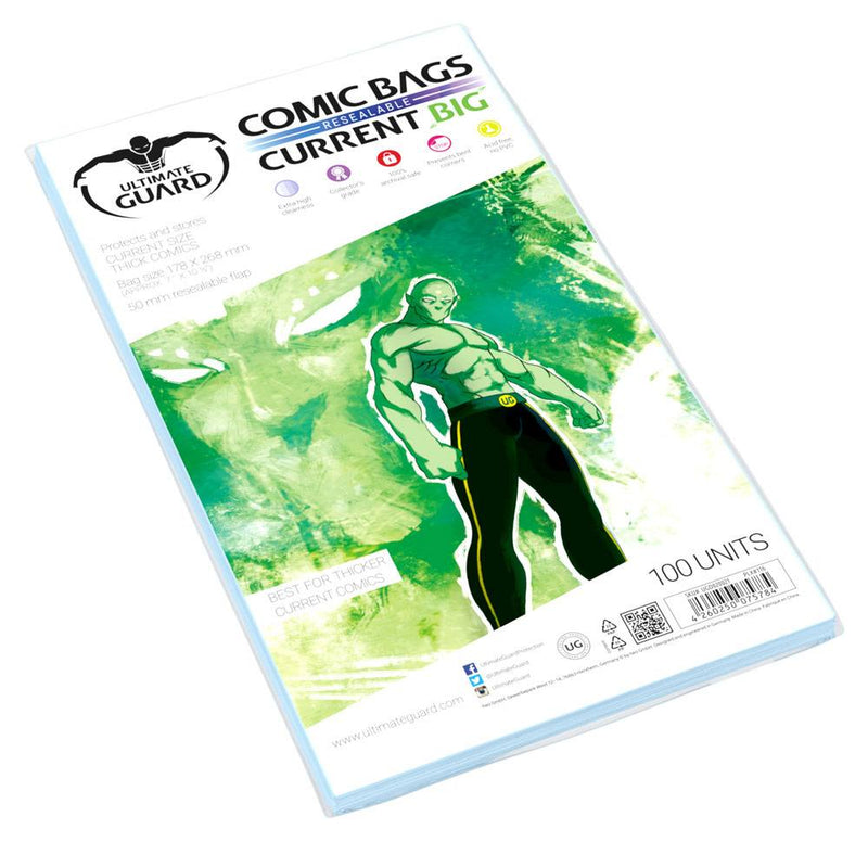 Ultimate Guard BIG Comic Bags Resealable Current Size 100 Pack