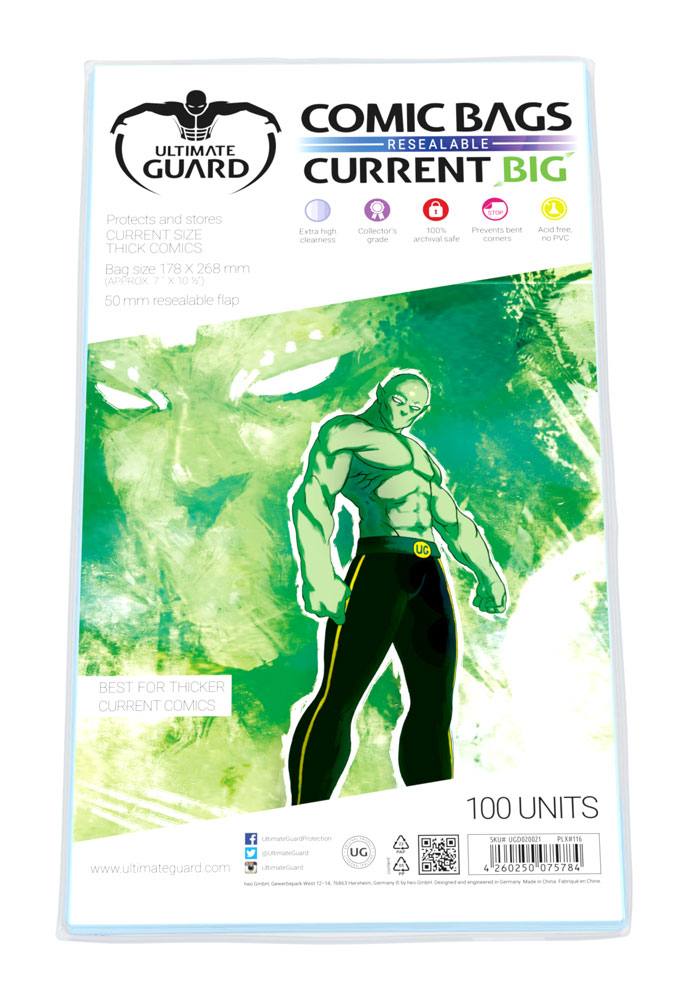 Ultimate Guard BIG Comic Bags Resealable Current Size 100 Pack