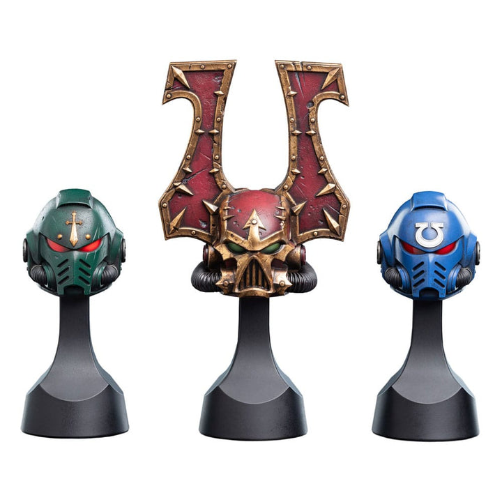 Warhammer 40k Dark Angels, Khorne Berzerker & Ultramarines Miniature Helmet Replicas Bundle