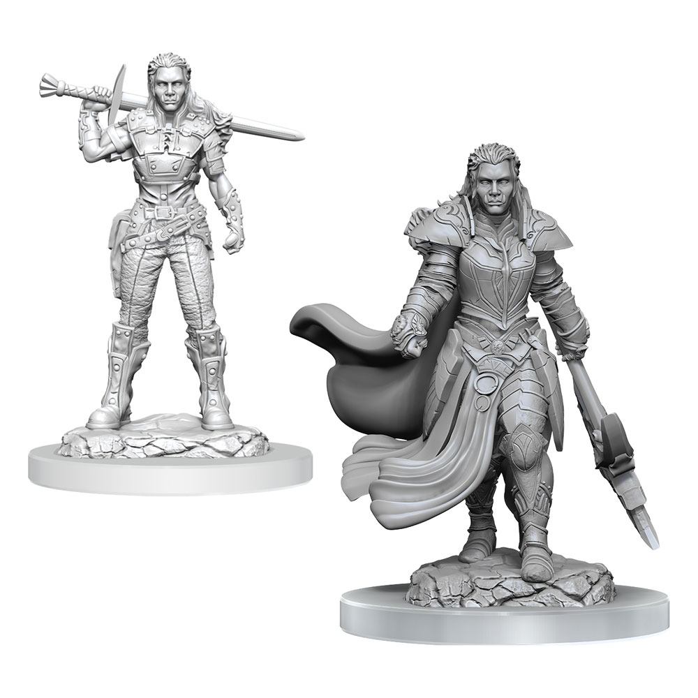 DND Orc Fighter Female Dungeons and Dragons Unpainted Miniatures 2 Pack