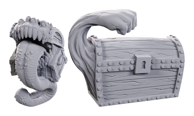 Dungeons and Dragons Mimics Nolzurs Marvelous Miniatures Unpainted Miniatures Two Pack 50th Anniversary