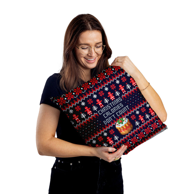 Christmas Calories don't Count! - Cushion - Two Sizes, close-up detail