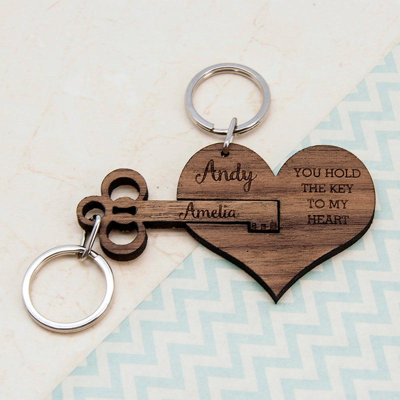 Personalised You Hold The Key To My Heart Keyring Set Of Two