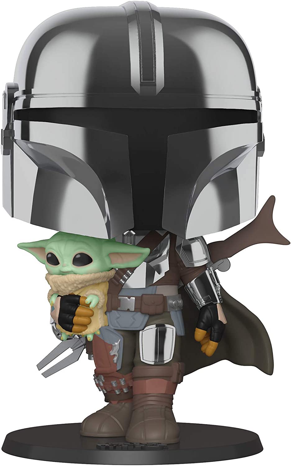 Star Wars The Mandalorian with Chrome Armour Carrying Baby Yoda 10" Pop! Vinyl Figure