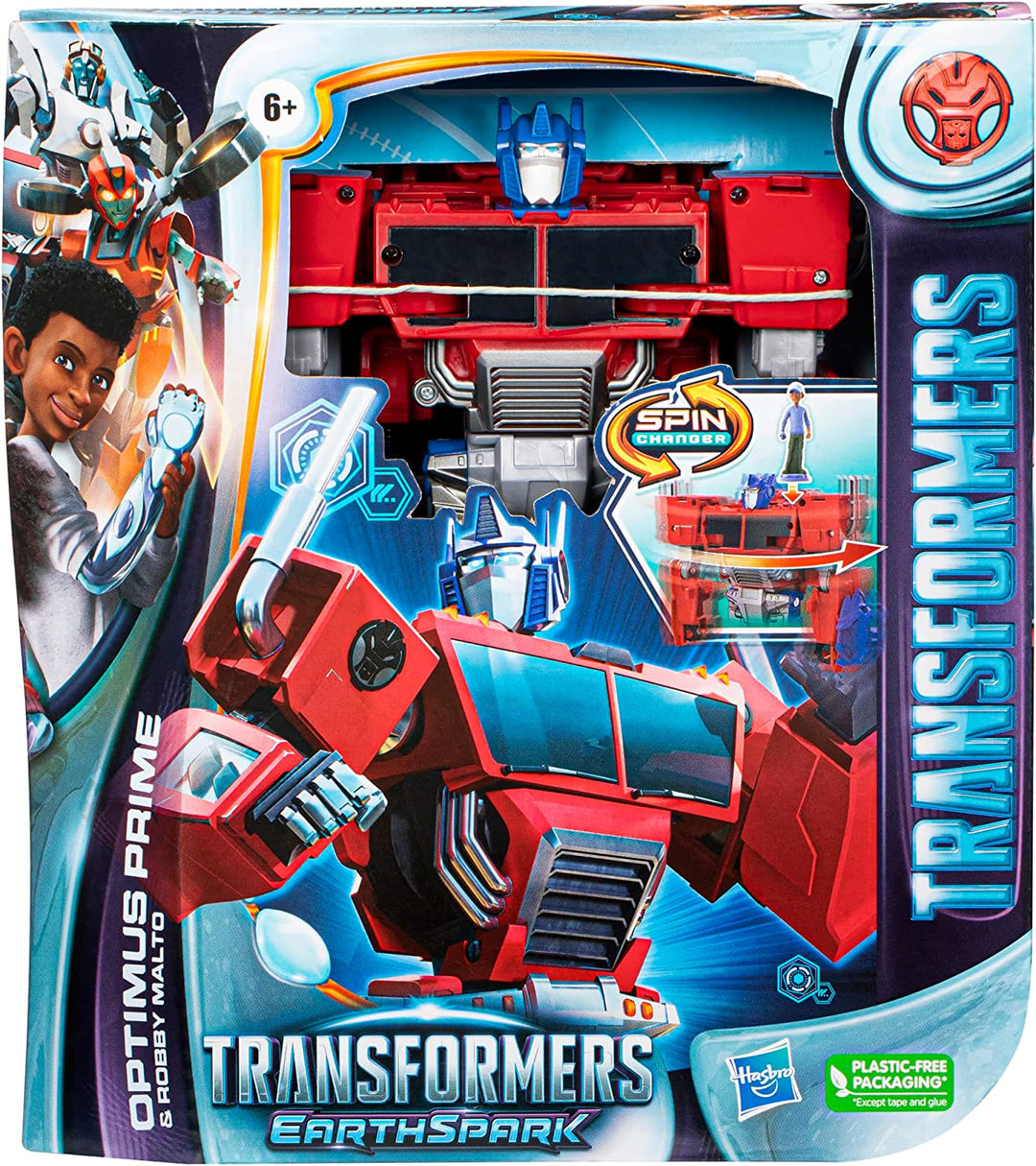 Transformers EarthSpark Spin Changer Optimus Prime & Robby Malto Action Figures