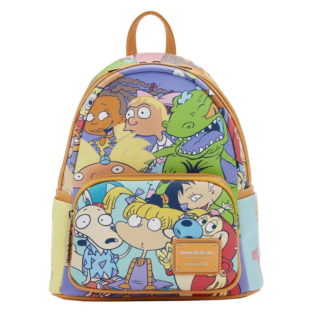 Loungefly Nickelodeon 90s Colour Block All Over Print Mini Backpack