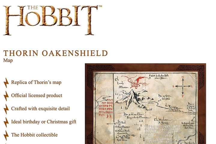 The Hobbit Thorin Oakenshield Map Prop Replica