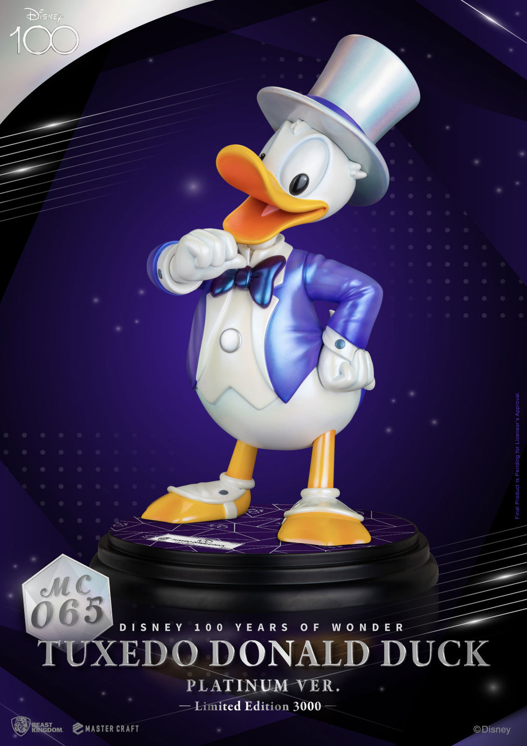 Beast Kingdom Disney 100 Years of Wonder Master Craft Tuxedo Donald Duck (Platinum Ver.) 1/4 Scale Limited Edition Master Craft Statue