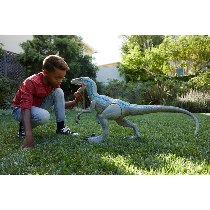 Jurassic World Large Dinosaur Figure Super Colossal Velociraptor Blue